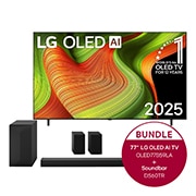 LG 77 Zoll LG OLED AI B5 4K Smart TV  + 5.1-Kanal LG Home Theater Soundbar DS60TR mit Surround-Sound und hinteren Lautsprechern, OLED77B59LA.DS60TR