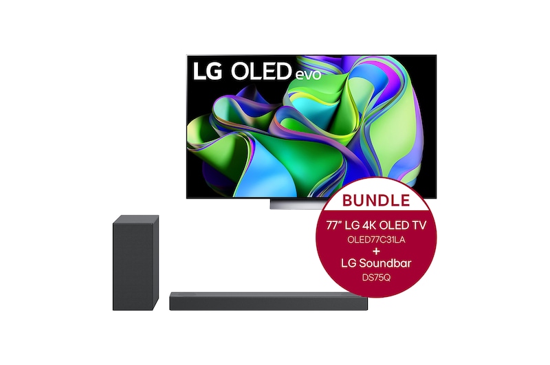 LG 77" LG 4K OLED evo TV C3 &amp; 3.1.2 Dolby Atmos® Soundbar mit 380 Watt, OLED77C31LA.DS75Q