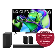 Vorderseite von 77 Zoll LG 4K OLED evo TV C3 &#43; 5.1 Soundbar DS60TR mit 440 Watt OLED77C37LA.DS60TR
