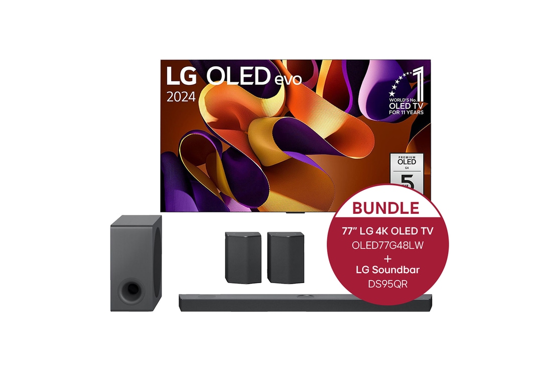 LG 77 Zoll LG OLED evo G4 4K Smart TV + 9.1.5 Dolby Atmos® Soundbar mit 810 Watt, OLED77G48LW.DS95QR