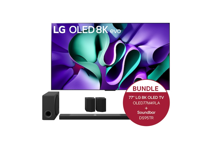 LG 77 Zoll LG OLED evo AI M4, weltweit erster TV mit kabelloser Video- und Audioübertragung in 4K 144 Hz + 9.1.5 Kanal LG TV Soundbar DS95TR mit Dolby Atmos, OLED77M49LA.DS95TR