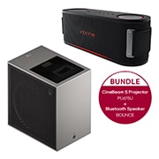 Vorderseite von LG CineBeam S | Mini UST 4K-Projektor mit Dolby Atmos &#43; LG xboom Bounce by will.i.am | Bluetooth-Lautsprecher PU615U.BOUNCE