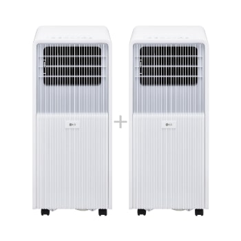 Vorderseite von 2x LG Mobile Klimaanlage (9000 BTU), Fensterabdichtungs‑Set inkl. Zubehör TF09TAS.TF09002