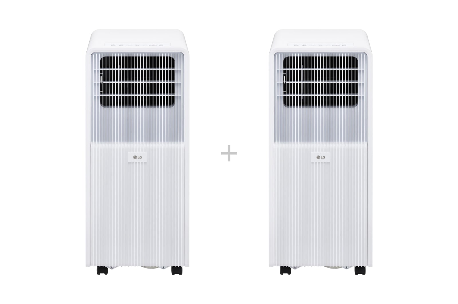Vorderseite von 2x LG Mobile Klimaanlage (9000 BTU), Fensterabdichtungs‑Set inkl. Zubehör TF09TAS.TF09002