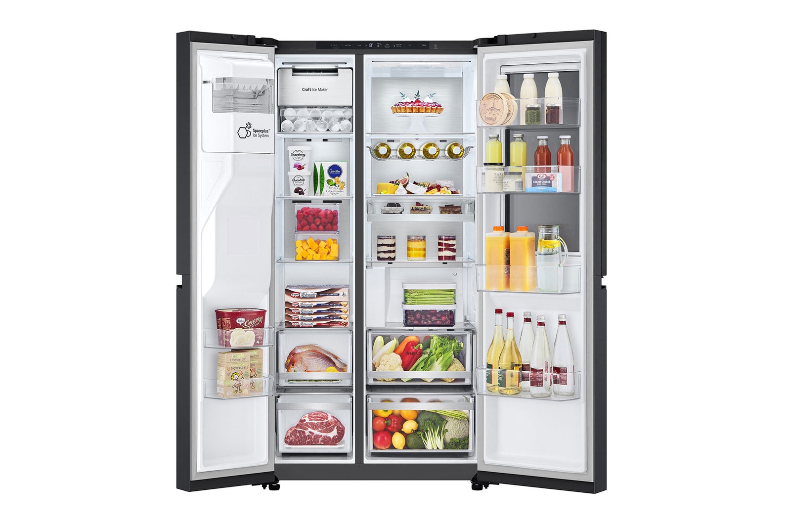 LG Side-by-Side Kühlschrank mit Craft Ice (EEK D, 628L, 179cm hoch) InstaView Door-in-Door®️, Eis-, Crushed Ice-, Wasserspender, Festwasseranschluss | GSXB90EVDD , GSXB90EVDD