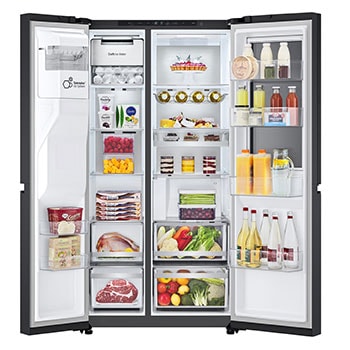LG Side-by-Side Kühlschrank mit Craft Ice (EEK D, 628L, 179cm hoch) InstaView Door-in-Door®️, Eis-, Crushed Ice-, Wasserspender, Festwasseranschluss | GSXB90EVDD , GSXB90EVDD
