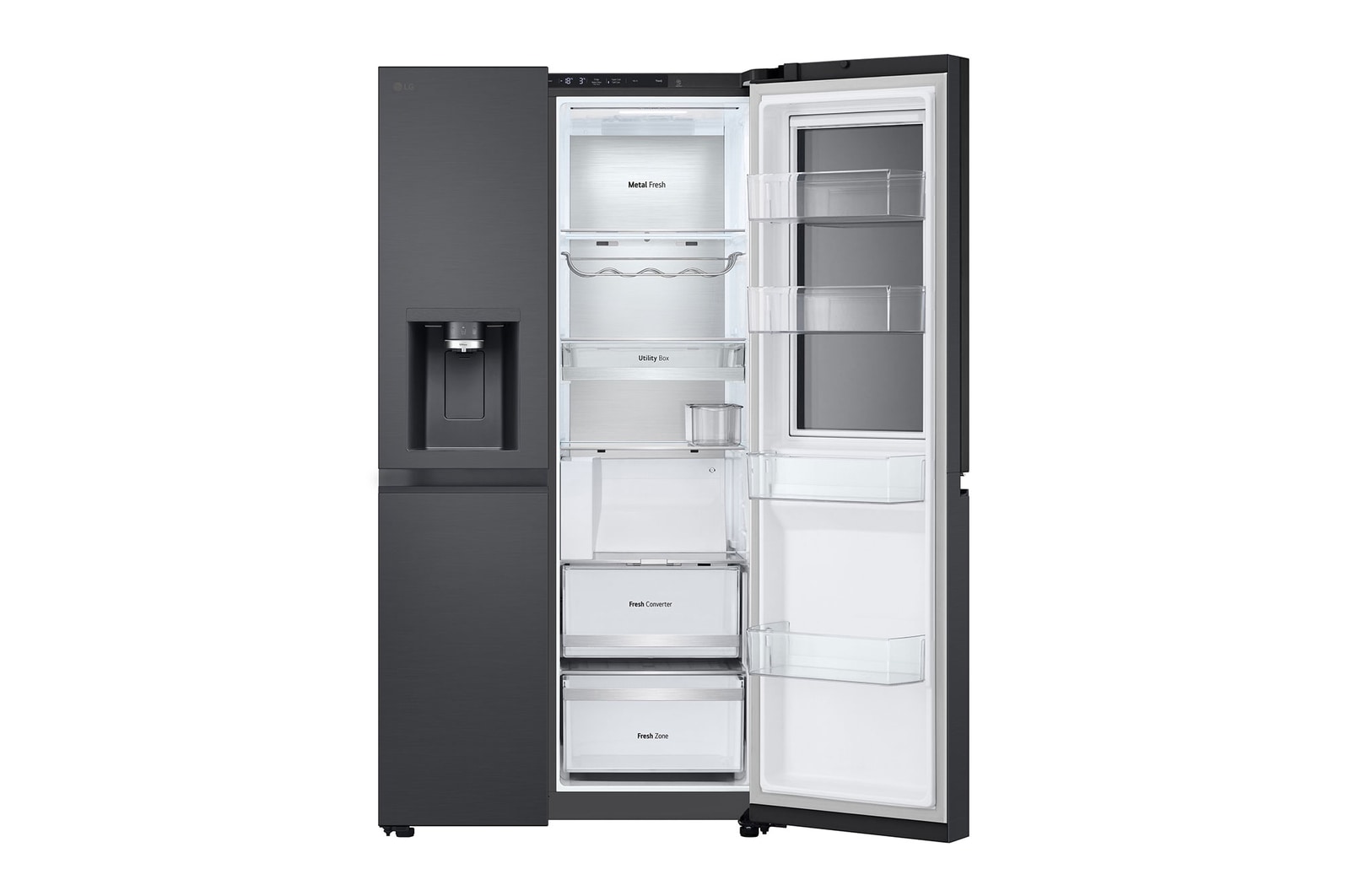 LG Side-by-Side Kühlschrank mit Craft Ice (EEK D, 628L, 179cm hoch) InstaView Door-in-Door®️, Eis-, Crushed Ice-, Wasserspender, Festwasseranschluss | GSXB90EVDD , GSXB90EVDD