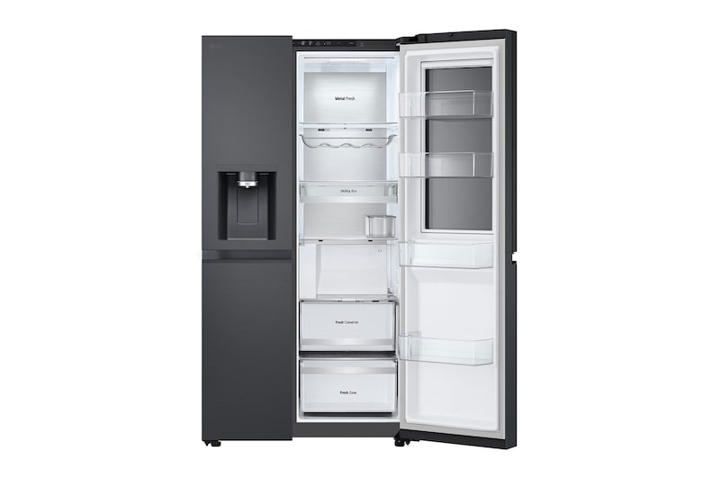 LG Side-by-Side Kühlschrank mit Craft Ice (EEK D, 628L, 179cm hoch) InstaView Door-in-Door®, Eis-, Crushed Ice-, Wasserspender, Festwasseranschluss | GSXB90EVDD , GSXB90EVDD