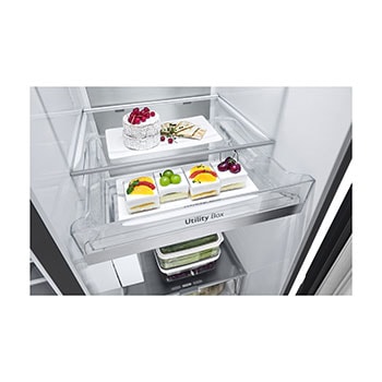 LG Side-by-Side Kühlschrank mit Craft Ice (EEK D, 628L, 179cm hoch) InstaView Door-in-Door®️, Eis-, Crushed Ice-, Wasserspender, Festwasseranschluss | GSXB90EVDD , GSXB90EVDD