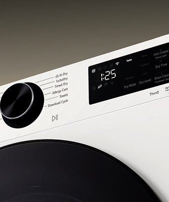 Nahaufnahme des Anzeigefelds des LG Trockners	