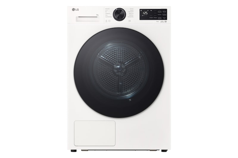 Vorderseite von Trockner Weiß (EEK B, 9 kg) mit AI Dry, Dual Inverter Wärmepumpentechnologie & selbstreinigendem Kondensator I RT90X7 RT90X7