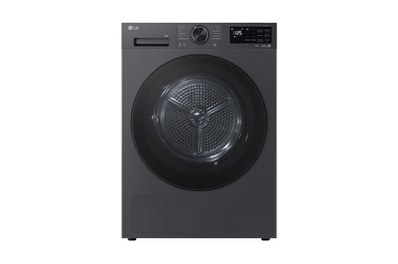 Vorderseite von Trockner Schwarz (EEK B, 8 kg) mit AI Dry, Dual Inverter Wärmepumpentechnologie & selbstreinigendem Kondensator I RT80X7B RT80X7B