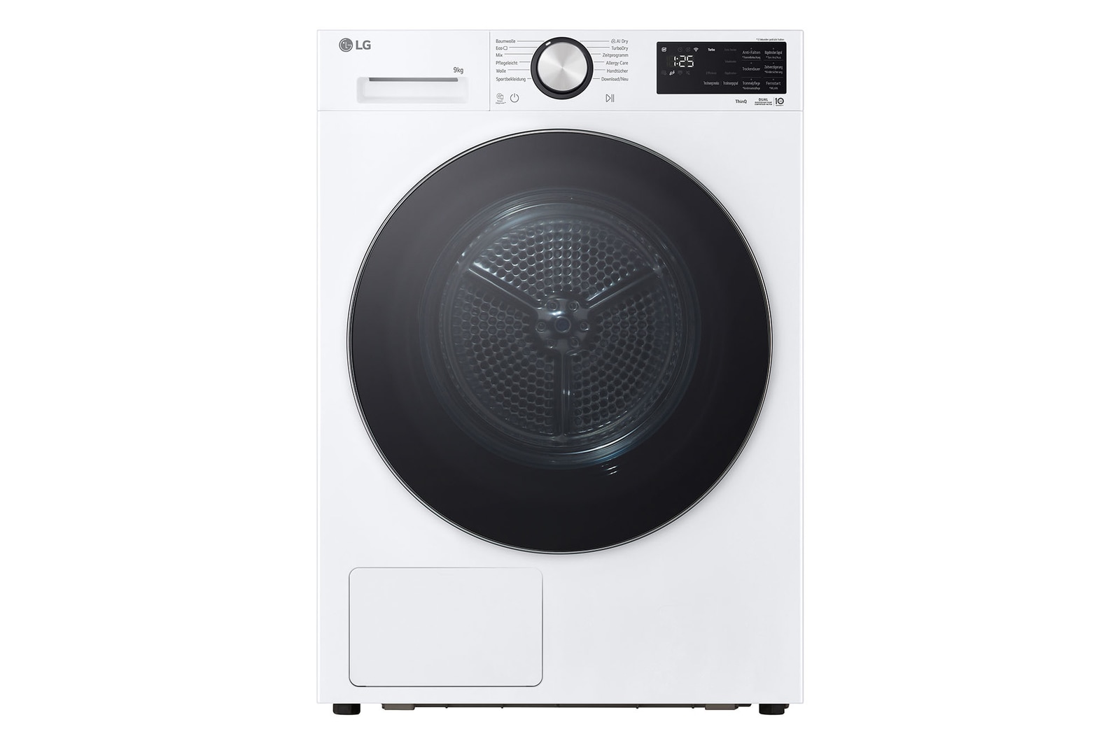 Vorderseite von Trockner Weiß (EEK B, 9 kg) mit AI Dry, Dual Inverter Wärmepumpentechnologie & selbstreinigendem Kondensator I RT90X7 RT90X72W