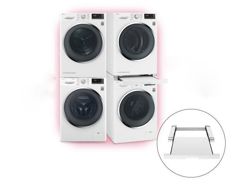 Platzsparendes Stapeln von Waschmaschine und Trockner