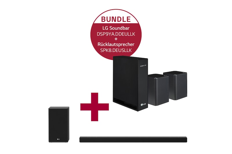 LG SPK8 | 2.0 Rücklautsprecher mit 140 Watt | Kompatibel zu den Soundbars SK10Y, SK9Y und der 2019er SL Serie | Wireless-Anbindung & DSP9YA | 5.1.2 Dolby Atmos® Soundbar mit 520 Watt | kabelloser Subwoofer, DSP9YA.SPK8
