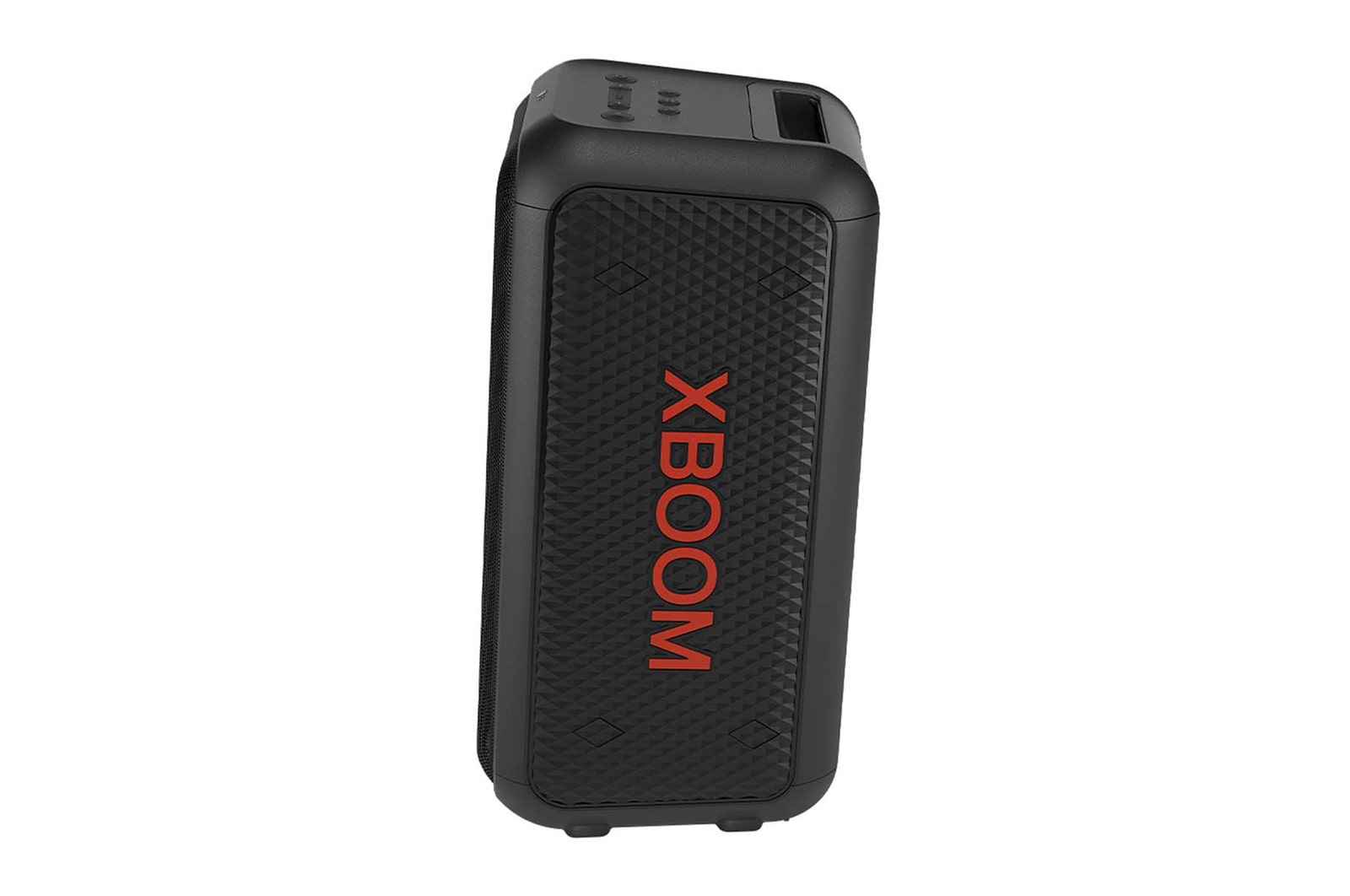 Linke Seitenansicht des Produkts Das XBOOM Logo ist zu sehen.