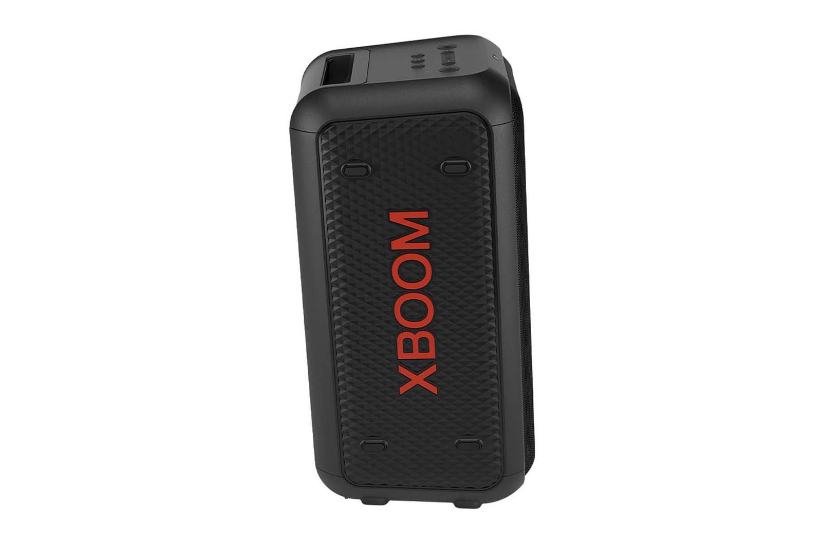 Rechte Seitenansicht des Produkts Das XBOOM Logo ist zu sehen.