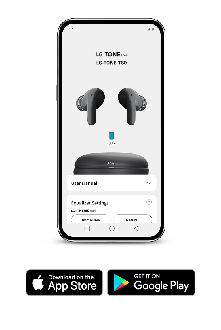 Ein Smartphone mit dem Bildschirm der TONE Free App.
