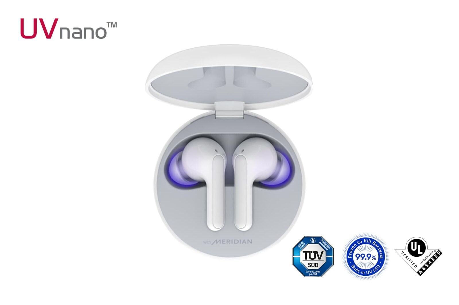 Vorderseite von LG TONE Free FN6 | weiß | Wireless Earbuds mit MERIDIAN-Sound HBS-FN6 White
