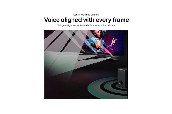 Front view of LG Soundbar S80TR and subwoofer