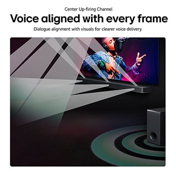 Front view of LG Soundbar S80TR and subwoofer