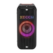 Vorderansicht mit eingeschalteter Beleuchtung. Auf dem Panel Dynamische Pixelbeleuchtung wird der Text XBOOM angezeigt.