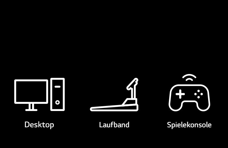 Piktogramme von Desktops, Laufbändern und Spielekonsolen, bei denen es sich um beispielhafte Geräte handelt, die über die Plug-