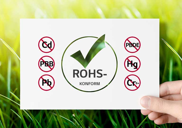 Von RoHS als sicher zertifiziertes Produkt.
