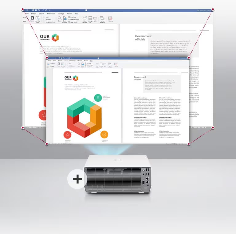 Projektor mit Zoomfunktion.