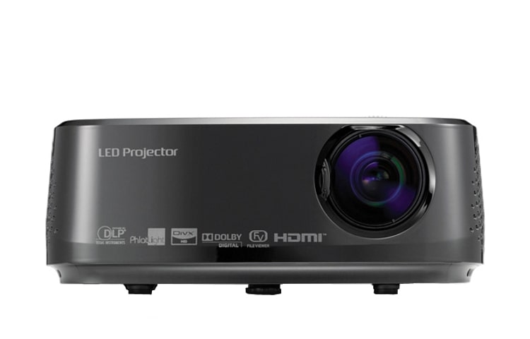 Vorderseite von LED Beamer mit USB Schnittstelle zur Wiedergabe von DivX, MP3, JPEG und JPEG4 – extrem klein, leicht und leise HX300G