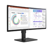 LG 34 Zoll UltraWide™ WQHD (3.440x1.440) IPS-Monitor mit eingebauter Webcam & Mikrofon, 34BQ77QC-B