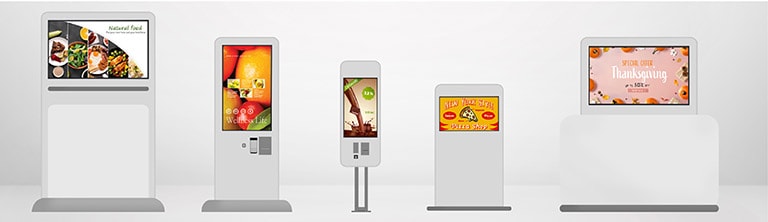 Various types of displays using TNF5J such as kiosk displays and publicity displays are placed.