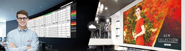 Ein LG-Mitarbeiter überwacht die an einem anderen Ort installierte VM5J-H mithilfe einer cloudbasierten Überwachungslösung von LG aus der Ferne.