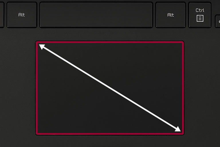 Verbreitertes Touchpad, das dem Größenverhältnis des Displays entspricht