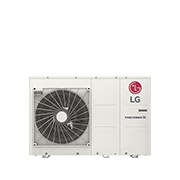 Vorderansicht des weißen rechteckigen LG R32 Monoblock S mit einem runden Lüfter und LG-Logo oben rechts.