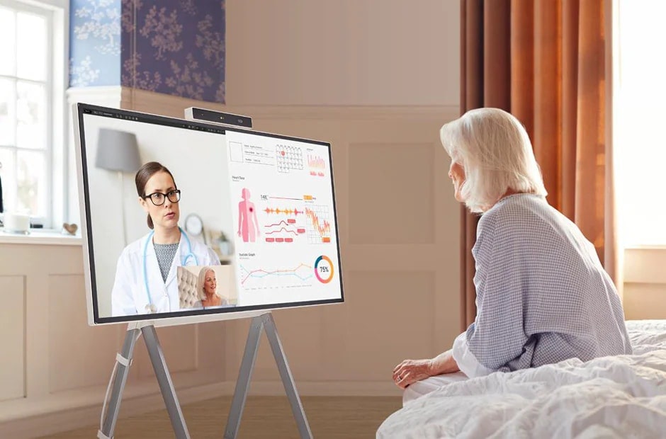 LG One:Quick Flex, Arztpraxis, Telemedizin, Zusammenarbeit, Designbüro, Stationen in Krankenhäusern und Pflegeheimen, Videoanrufe, Homeoffice, Kindergarten, Fernunterricht