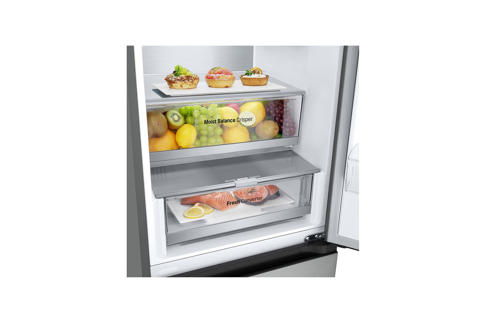 Bottom freezer with food