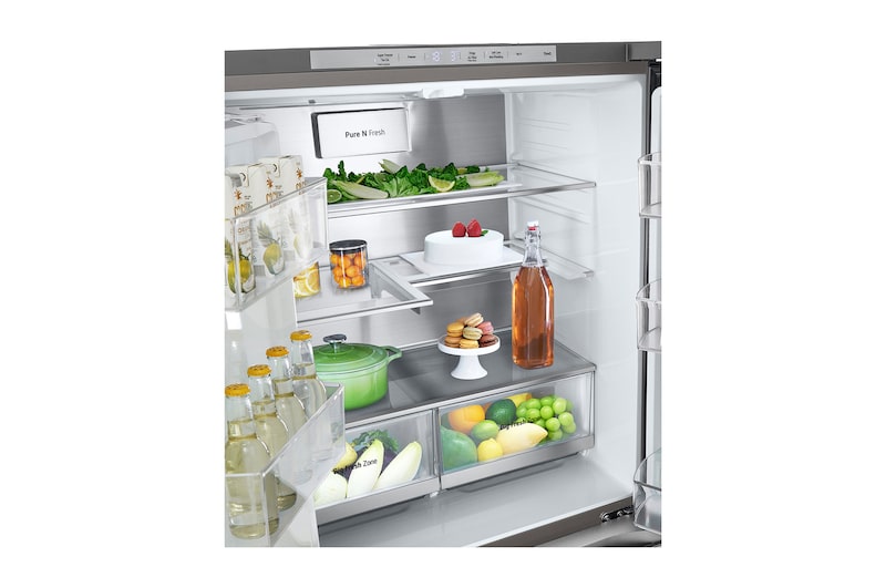 front bottom door open with food