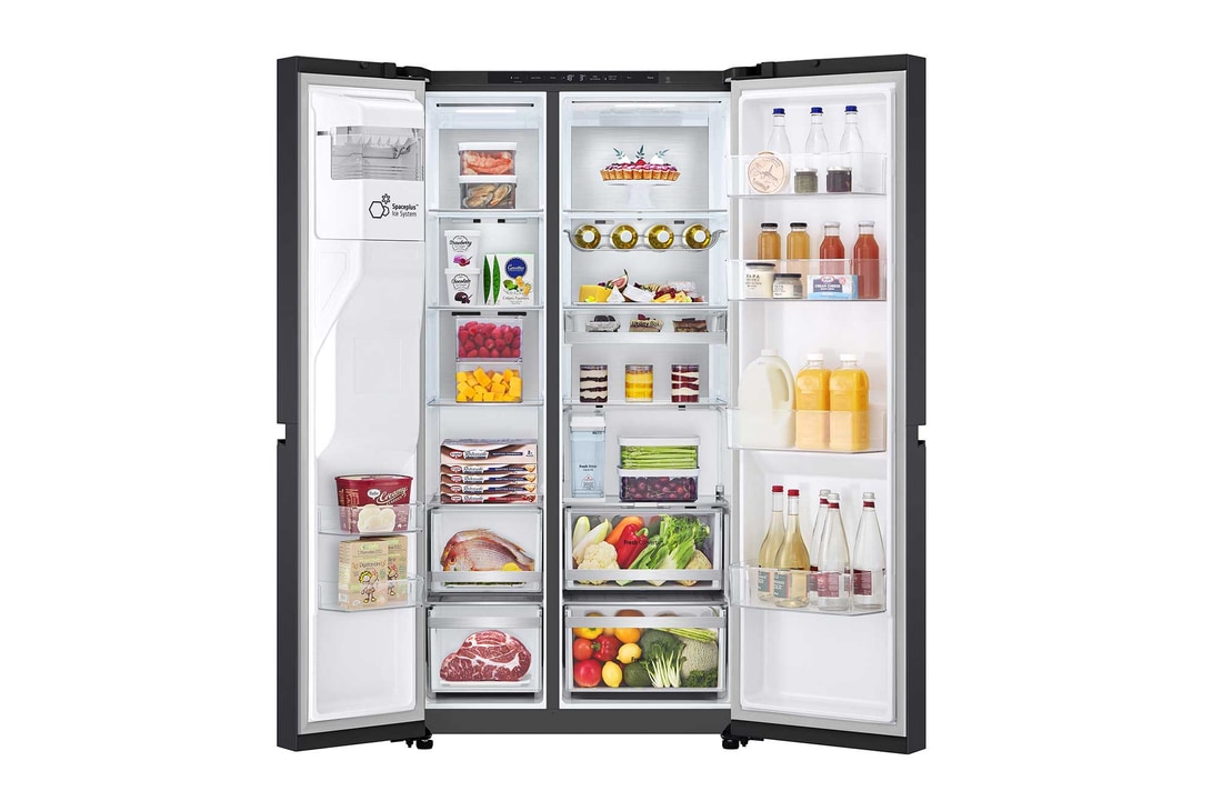 LG Side-by-Side Kühlschrank  (EEK B, 623L, 179cm hoch) mit Eis-, Crushed Ice- und Wasserspender & internem Wassertank | GSLE91EVAB, GSLE91EVAB