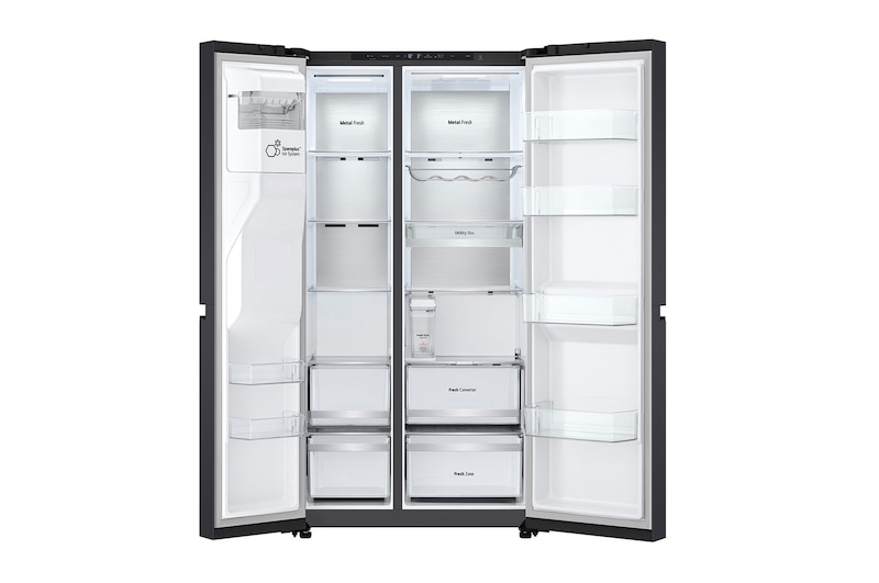 LG Side-by-Side Kühlschrank  (B, 623L, 179cm hoch) mit Eis-, Crushed Ice- und Wasserspender & internem Wassertank | GSLE91EVAB, GSLE91EVAB