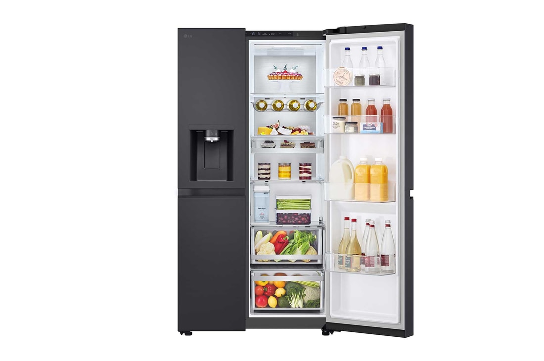 LG Side-by-Side Kühlschrank  (EEK B, 623L, 179cm hoch) mit Eis-, Crushed Ice- und Wasserspender & internem Wassertank | GSLE91EVAB, GSLE91EVAB