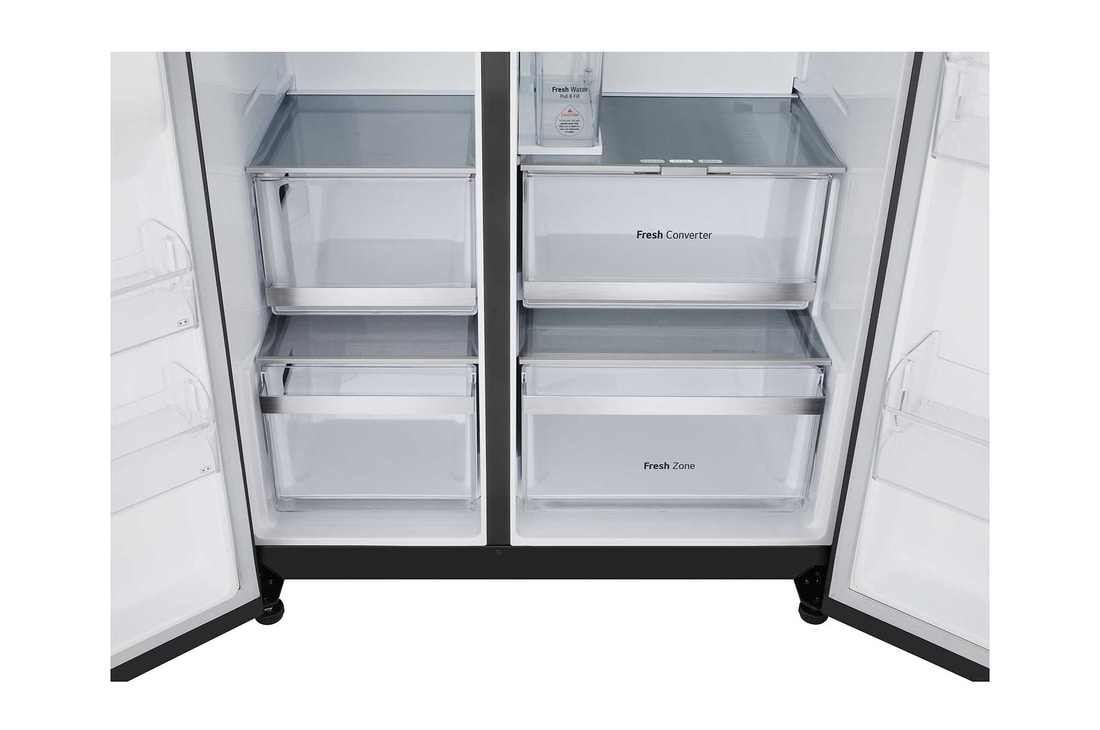 LG Side-by-Side Kühlschrank  (EEK B, 623L, 179cm hoch) mit Eis-, Crushed Ice- und Wasserspender & internem Wassertank | GSLE91EVAB, GSLE91EVAB