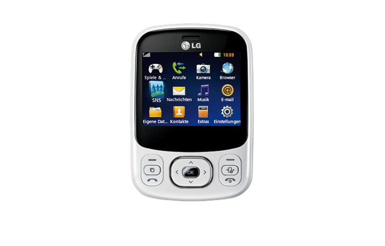 Vorderseite von Slider Handy mit hochauflösendem 6,1 cm (2,4“) Display, vollwertiger QWERTZ-Tastatur und integrierter 2 Megapixel Kamera C320 TOWN