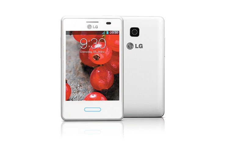 LG Android-Smartphone mit 8,1 cm (3,2 Zoll) IPS-Display, 1,0-GHz-Prozessor, 3-MP-Kamera und 1.540 mAh SiO+ Akku, E430 Optimus L3 II