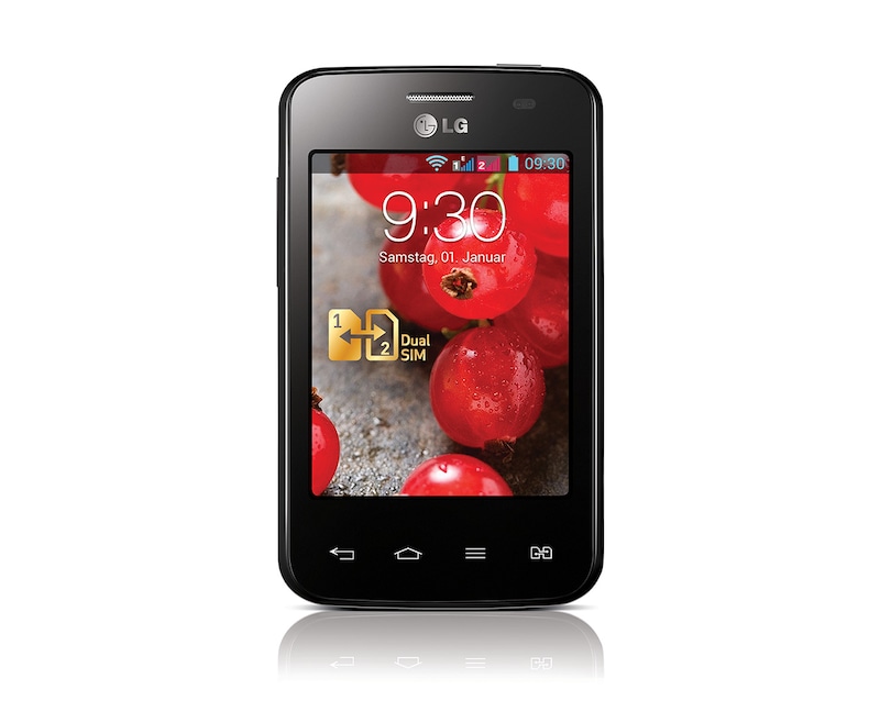 LG Android-Smartphone mit Dual SIM Slot, 8,1 cm (3,2 Zoll) IPS-Display und 1,0-Ghz-Prozessor, E435 Optimus L3 II Dual