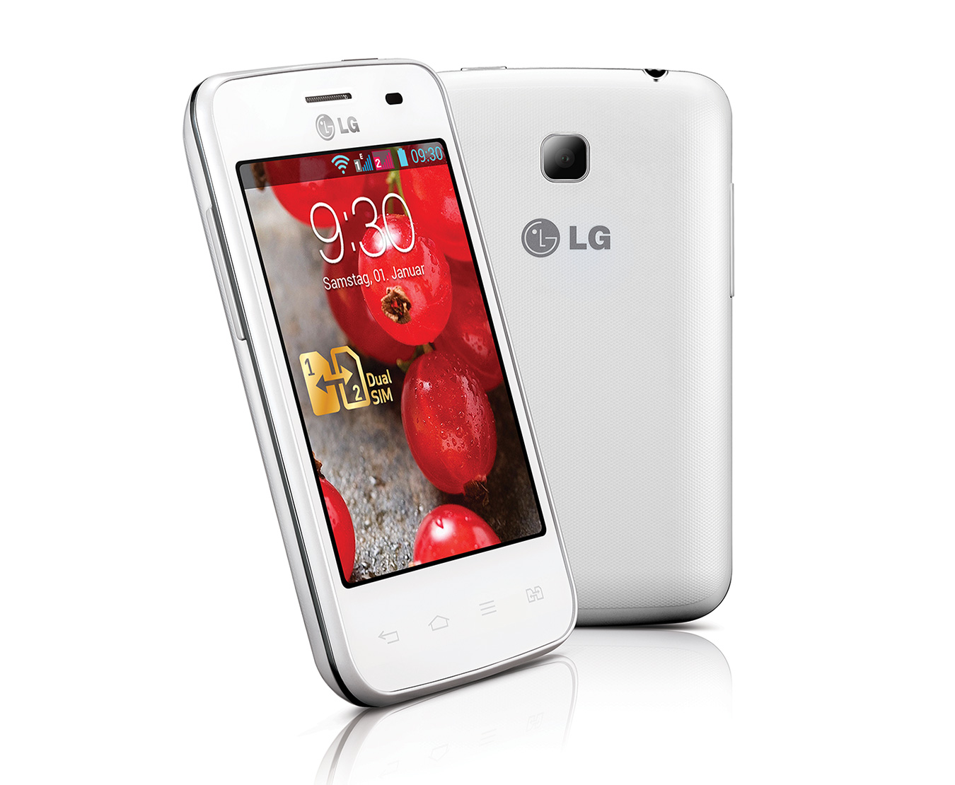 LG Android-Smartphone mit Dual SIM Slot, 8,1 cm (3,2 Zoll) IPS-Display und 1,0-Ghz-Prozessor, E435 Optimus L3 II Dual