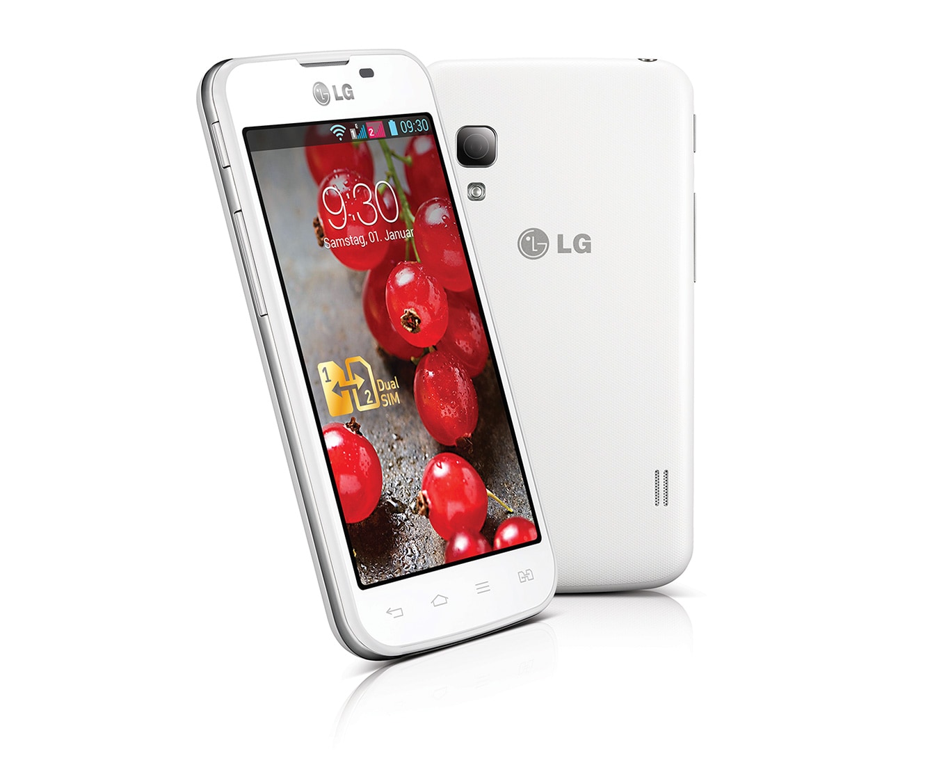 LG Android-Smartphone mit Dual SIM Slot, 10,2 cm (4 Zoll) IPS-Display und 1,0-Ghz-Prozessor, E455 Optimus L5 II Dual