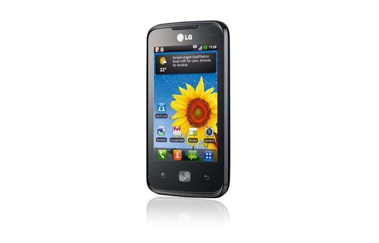 LG Smartphone mit Wi-Fi Cast, DLNA-Zertifizierung, 5-Megapixel-Kamera und langer Akkulaufzeit, E510 Optimus Hub