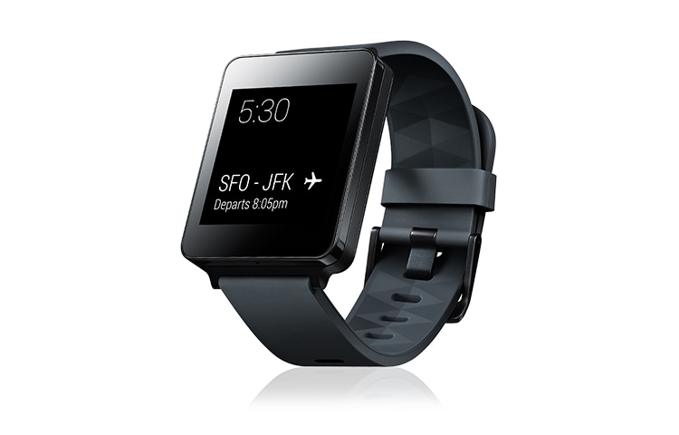 LG Smartwatch mit Betriebssystem Android Wear, 1,2-GHz-Prozessor, 400-mAh-Akku und 4 GB Speicher, G Watch