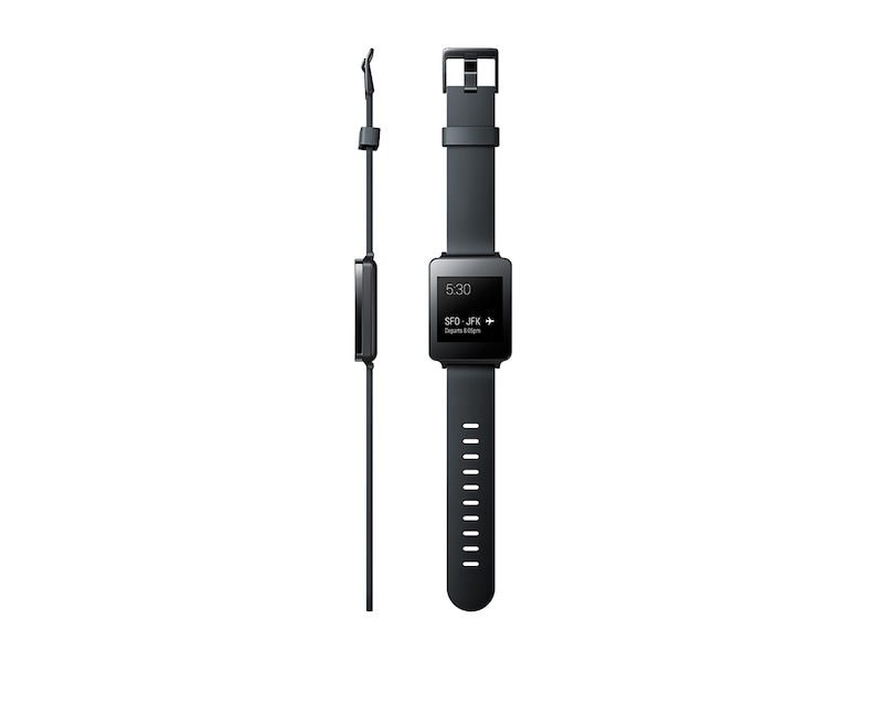 LG Smartwatch mit Betriebssystem Android Wear, 1,2-GHz-Prozessor, 400-mAh-Akku und 4 GB Speicher, G Watch